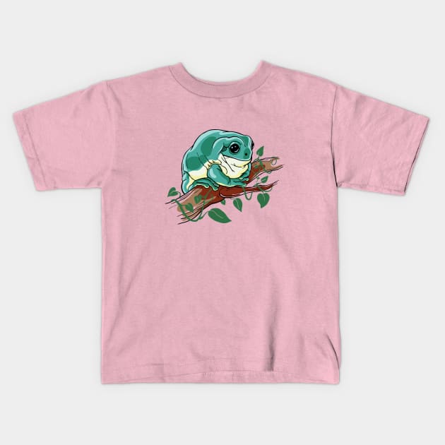 White's Tree Frog pet. Illustration for amphibian lovers Kids T-Shirt by croquis design